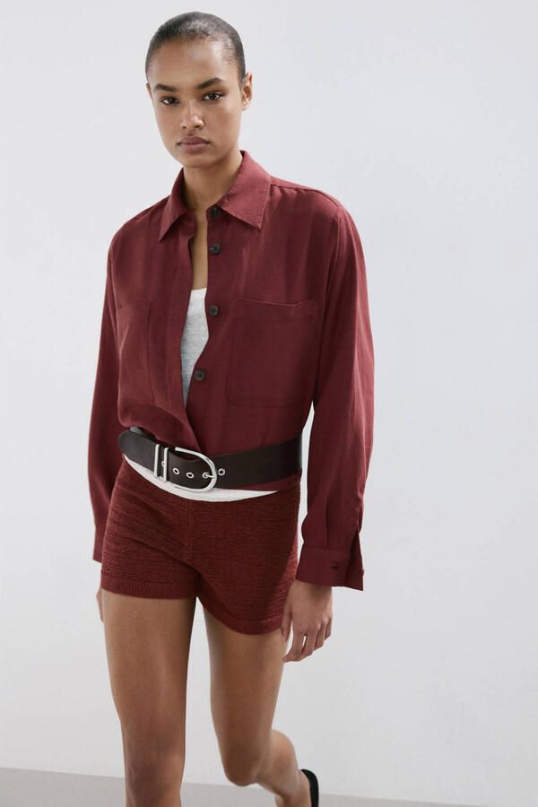 Mango blouse donkerrood - Foto 3