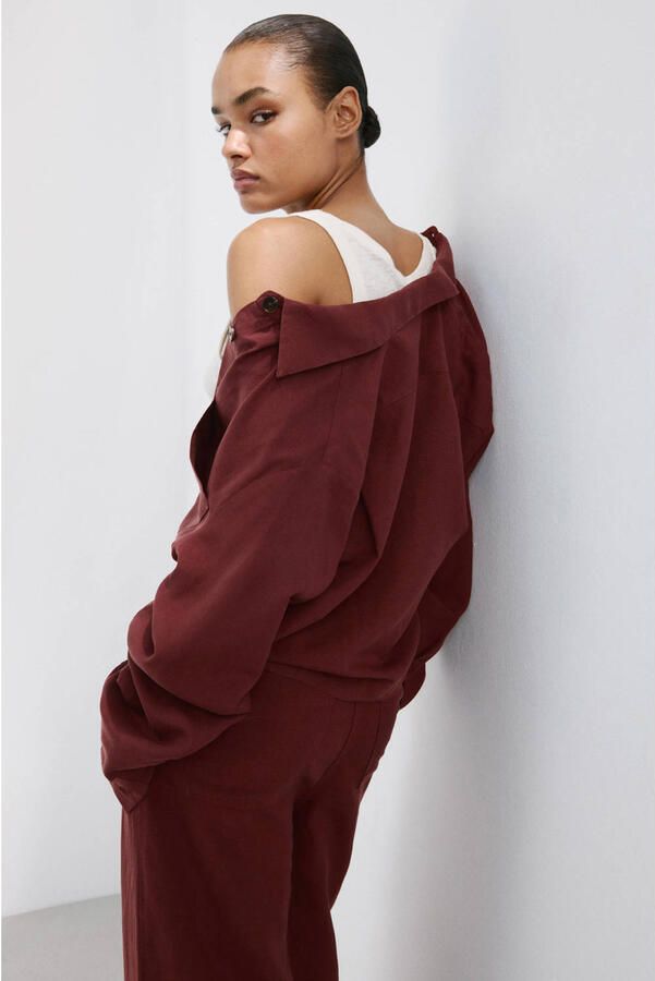 Mango blouse donkerrood - Foto 2