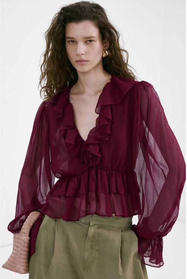 Mango blouse donkerrood