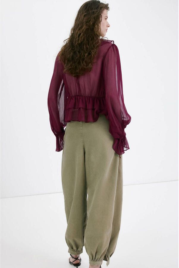 Mango blouse donkerrood - Foto 3