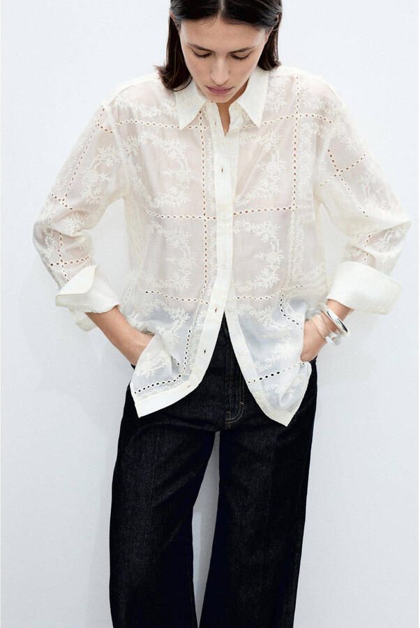 Mango blouse ecru broderie