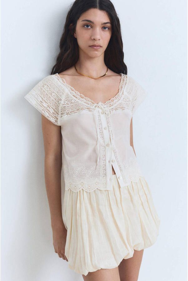 Mango blouse ecru broderie