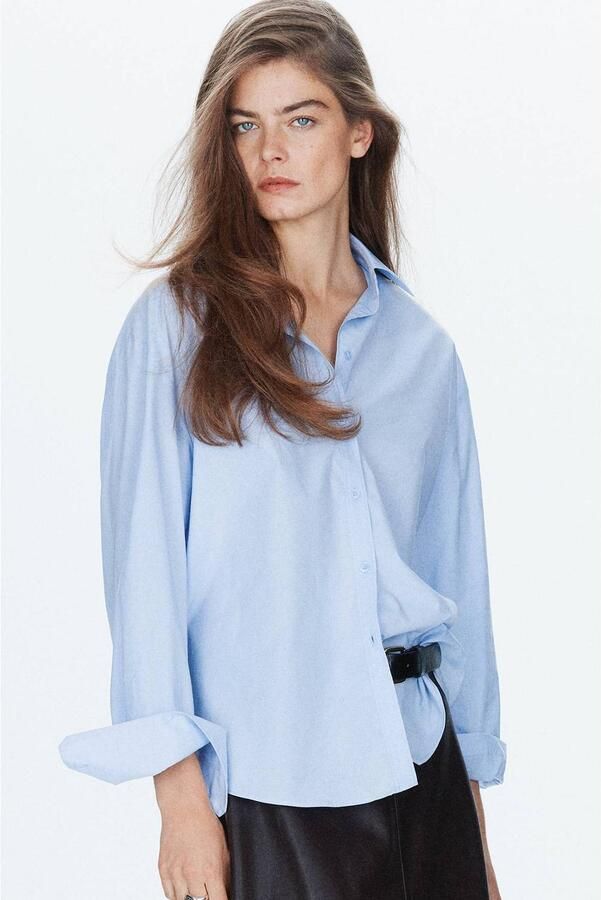 Mango blouse lichtblauw - Foto 3