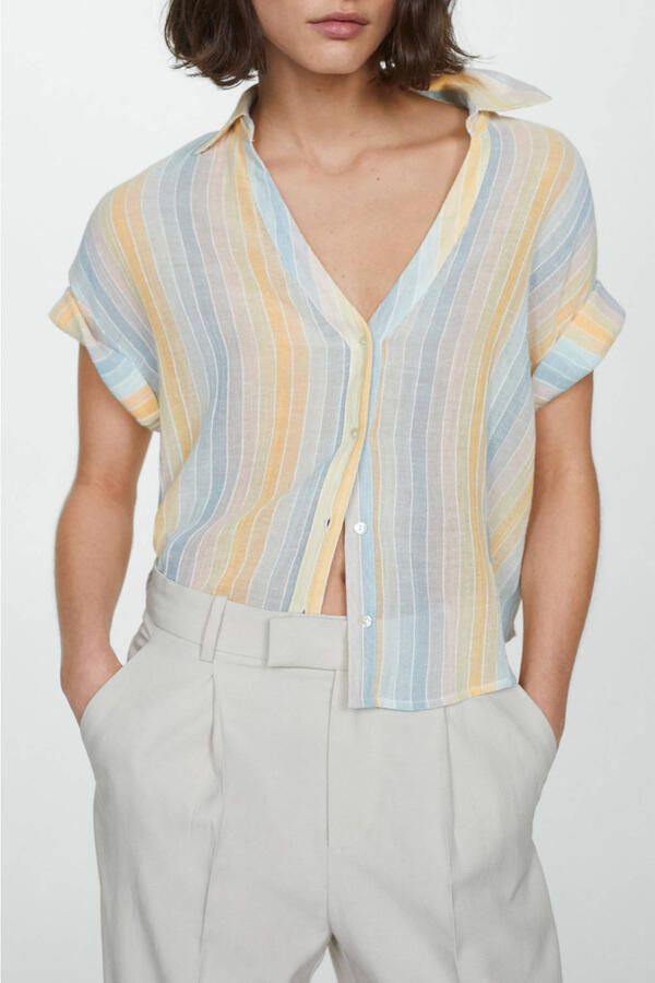 Mango blouse lichtgeel - Foto 3
