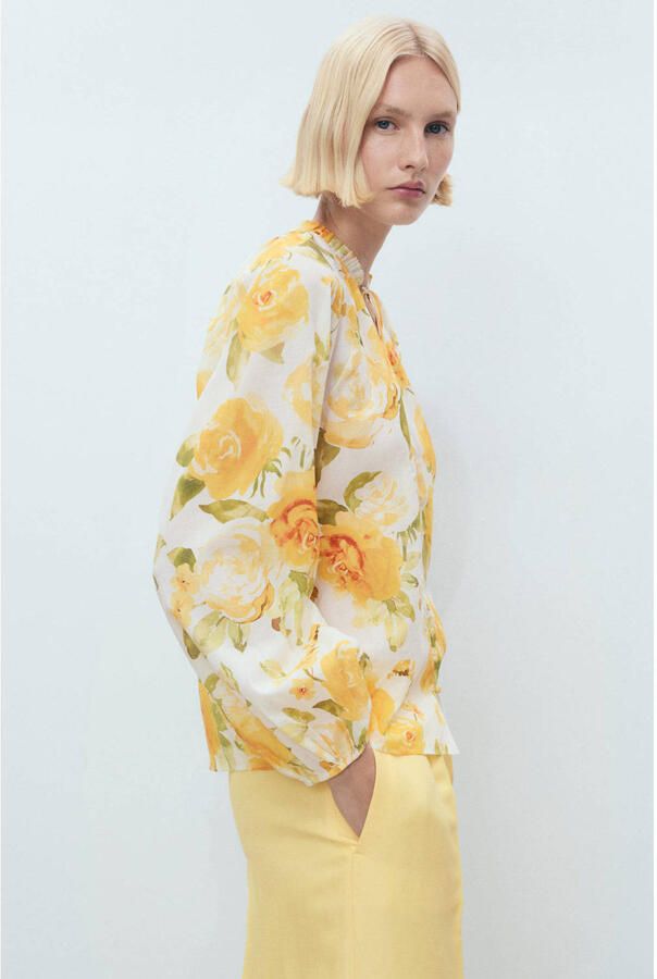 Mango blouse lichtgeel - Foto 2