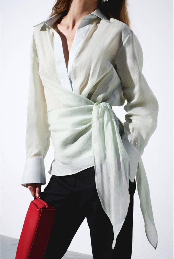 Mango blouse lichtgroen