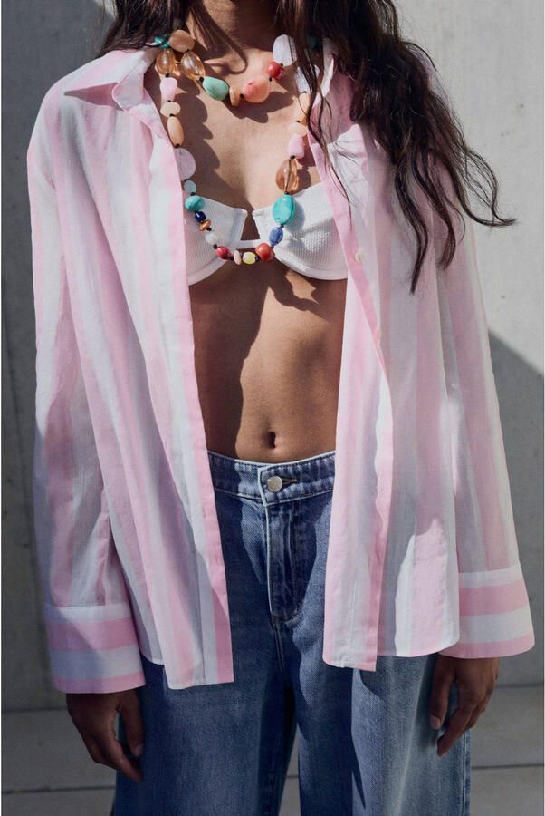 Mango blouse lichtroze