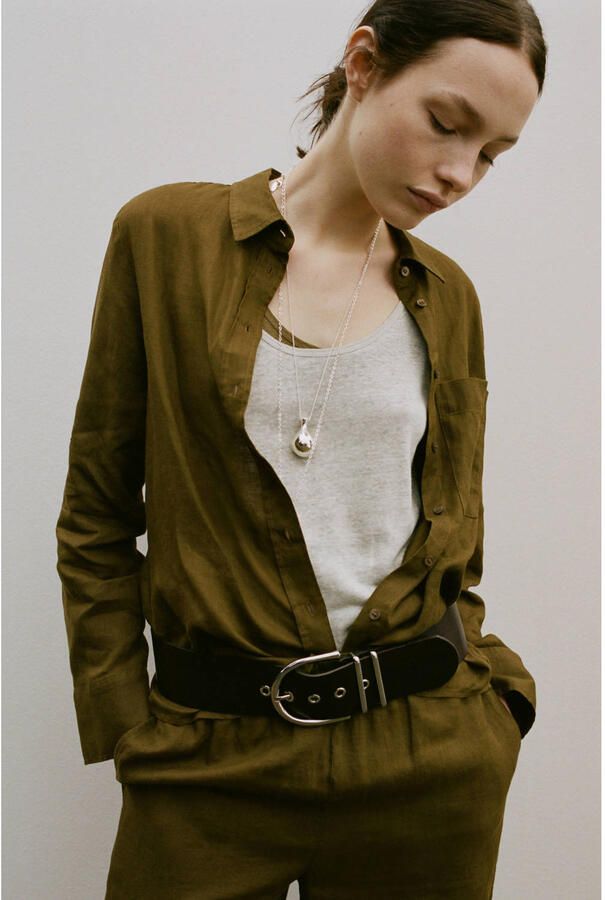 Mango blouse linnen groen