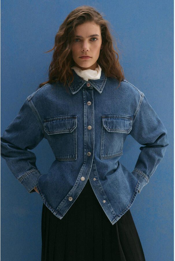 Mango blouse medium blue denim