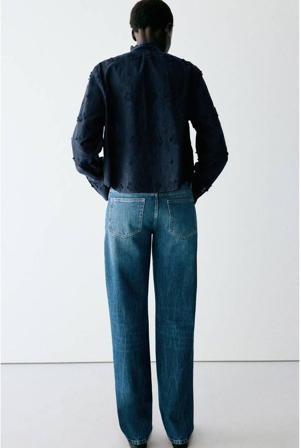 Mango blouse met borduursels donkerblauw - Foto 2