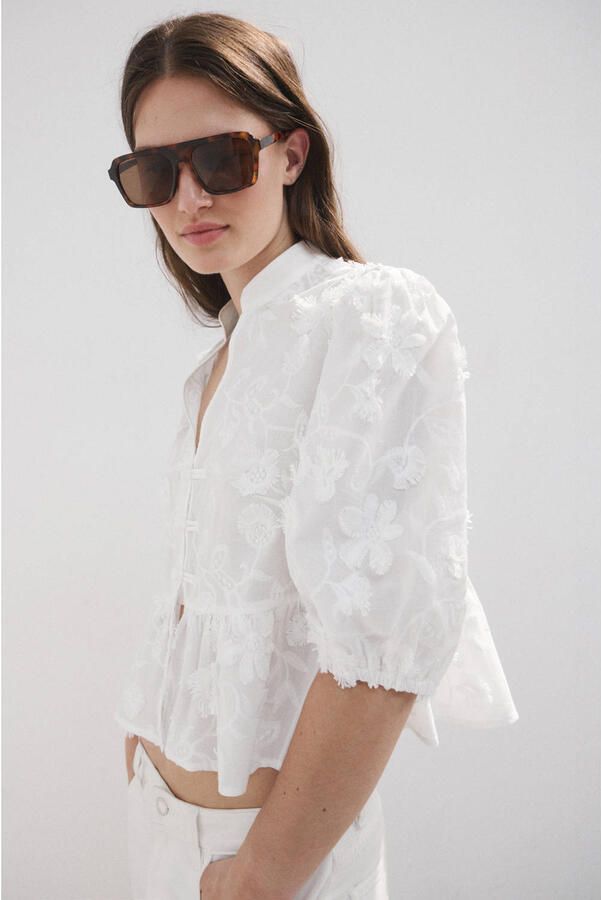 Mango blouse met borduursels ecru - Foto 2