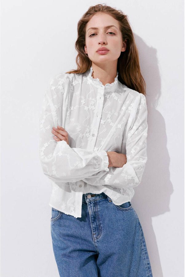 Mango blouse met borduursels wit