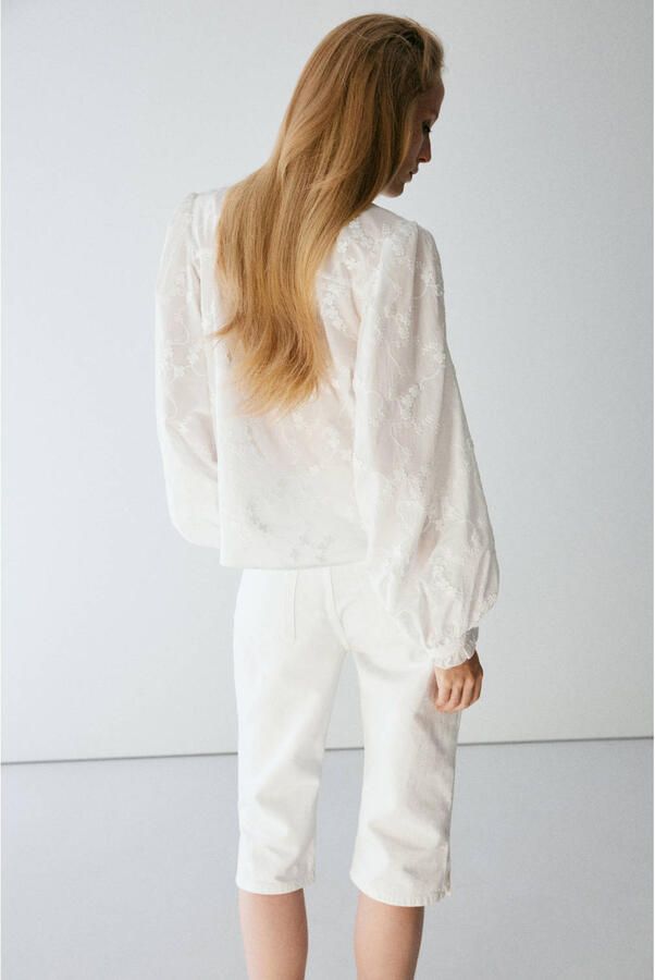 Mango blouse met borduursels wit - Foto 3
