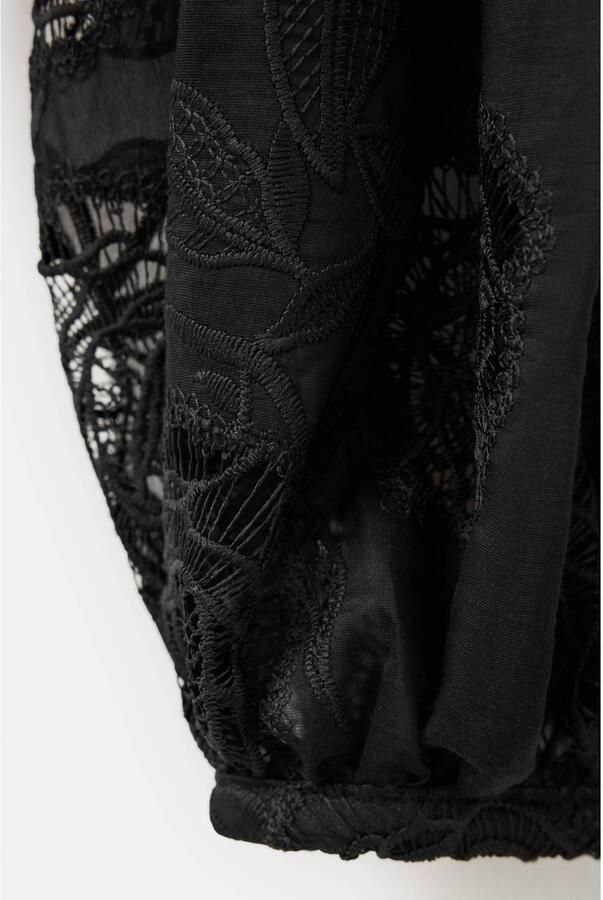 Mango blouse met borduursels zwart - Foto 3