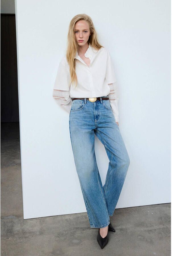 Mango blouse met broderie ecru