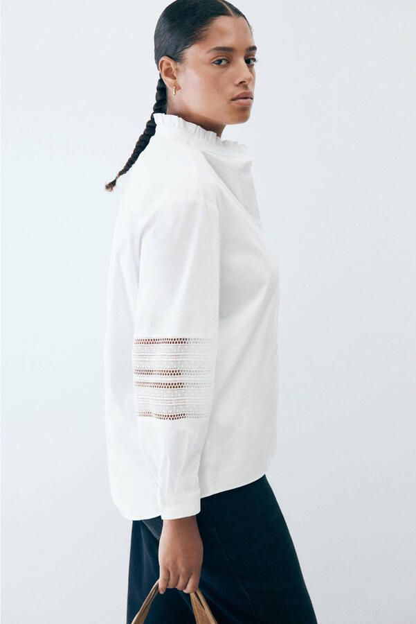 Mango blouse met broderie ecru - Foto 3