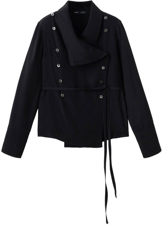 Mango blouse met ceintuur zwart