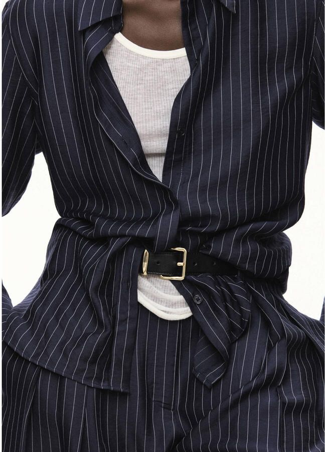 Mango blouse met krijtstreep blauw - Foto 3