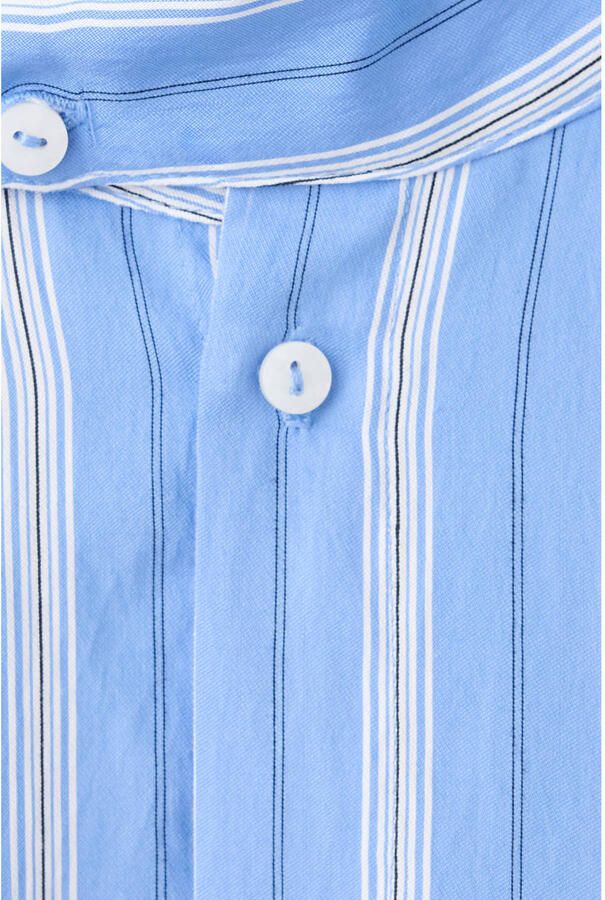 Mango blouse met krijtstreep blauw ecru - Foto 2