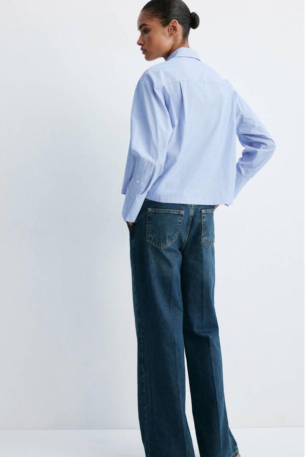 Mango blouse met krijtstreep en studs blauw - Foto 3