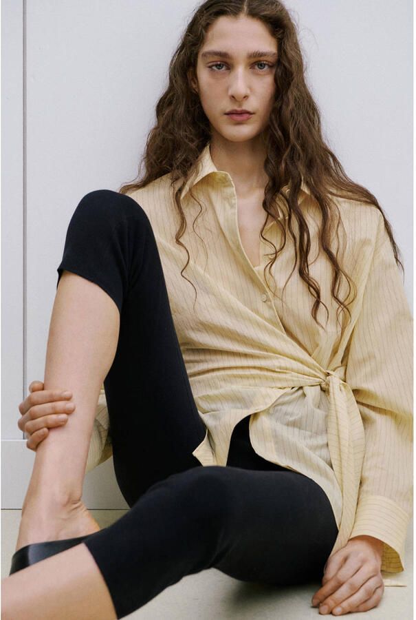 Mango blouse met krijtstreep geel