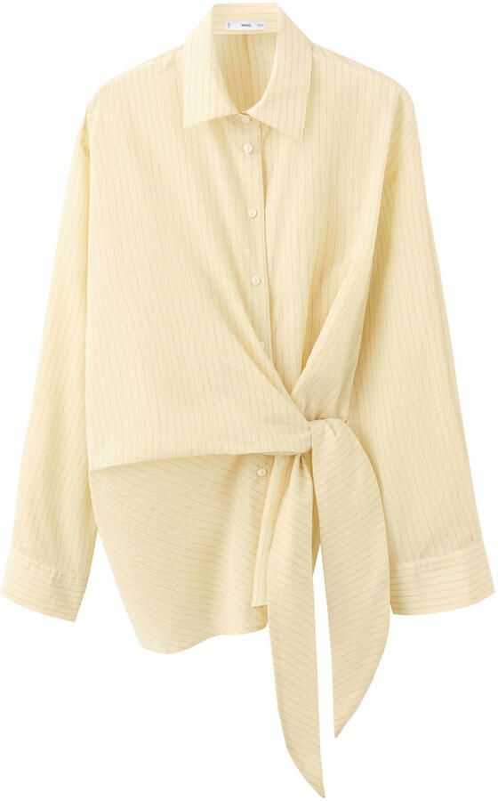 Mango blouse met krijtstreep geel - Foto 3
