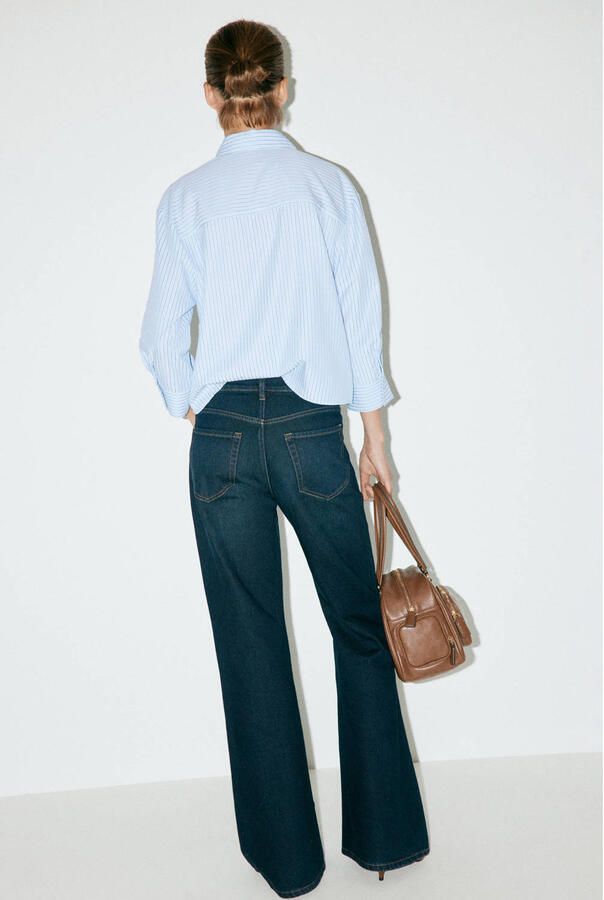 Mango blouse met krijtstreep lichtblauw - Foto 3