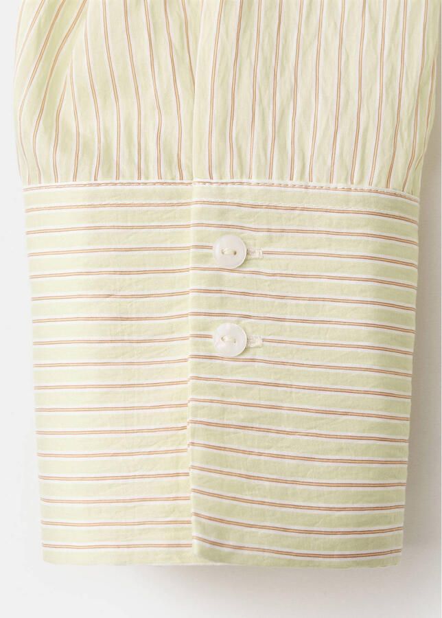 Mango blouse met krijtstreep lichtgroen - Foto 3