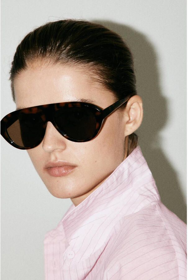 Mango blouse met krijtstreep roze - Foto 2