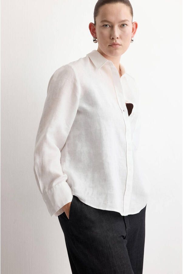 Mango blouse met linnen wit