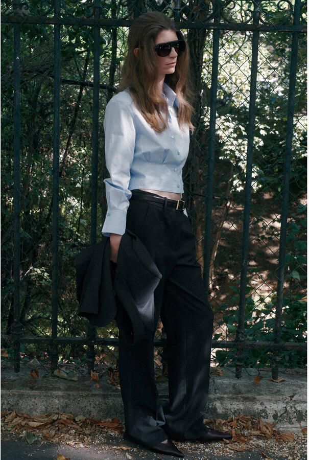 Mango blouse met plooien blauw