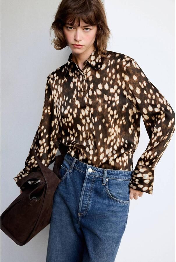 Mango blouse met print bruin