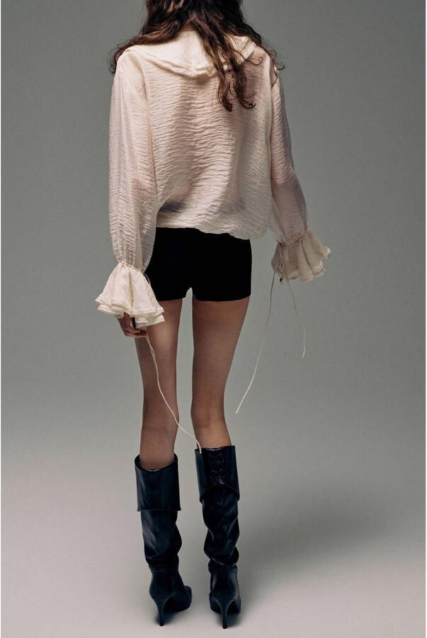 Mango blouse met ruches ecru - Foto 2