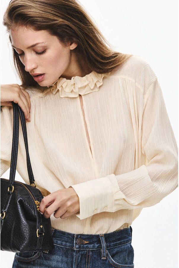 Mango blouse met ruches ecru
