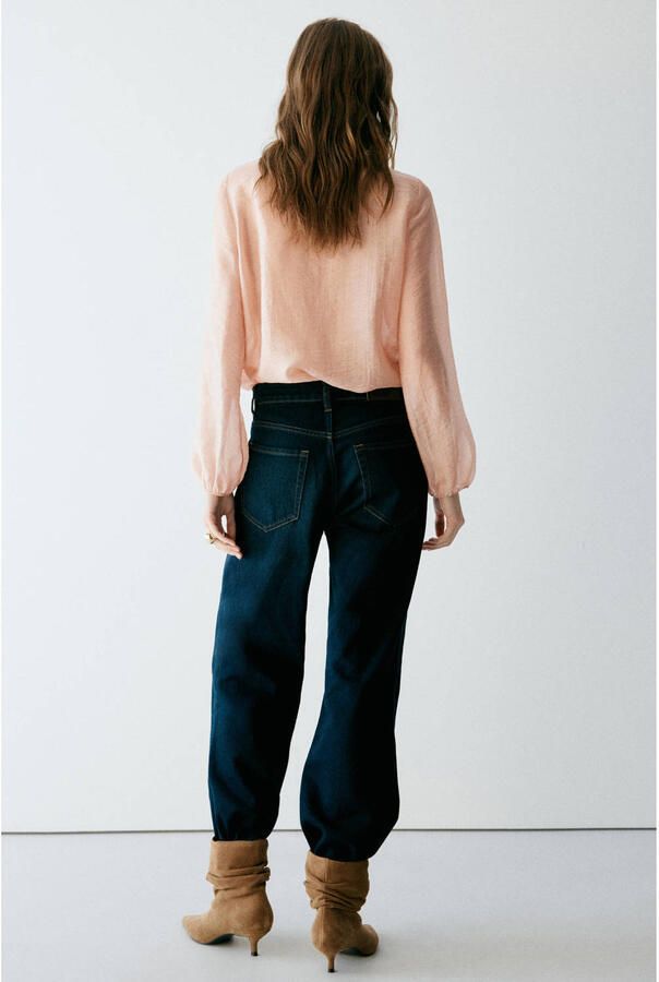Mango blouse met ruches pastelroze - Foto 3