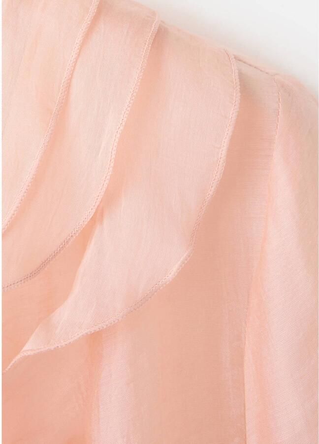 Mango blouse met ruches pastelroze - Foto 2