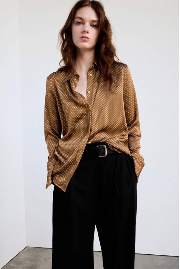 Mango blouse met stippen bruin