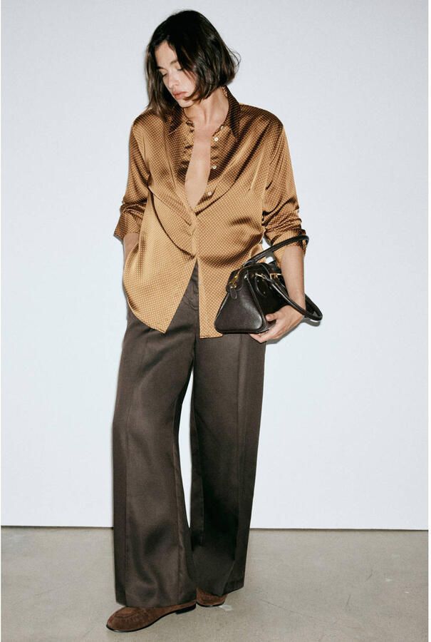 Mango blouse met stippen bruin - Foto 2