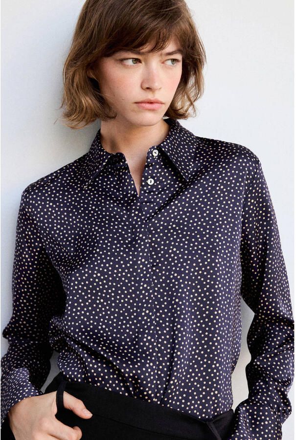 Mango blouse met stippen donkerblauw
