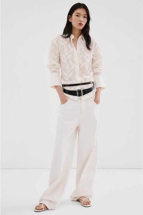 Mango blouse met textuur ecru - Foto 2