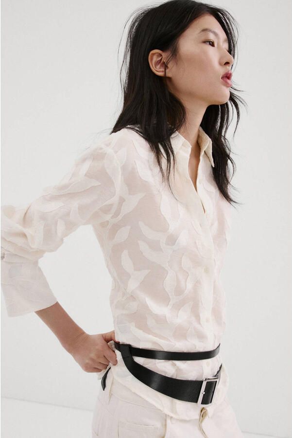 Mango blouse met textuur ecru - Foto 3