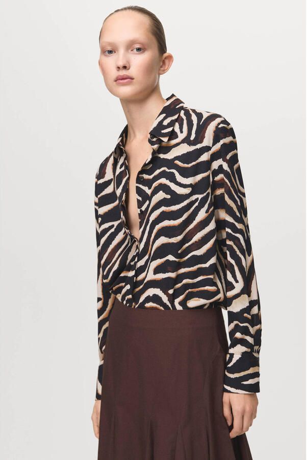 Mango blouse met zebraprint zwart