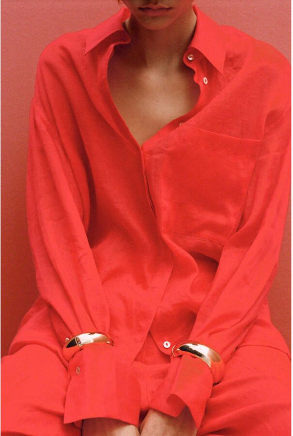 Mango blouse rood - Foto 3