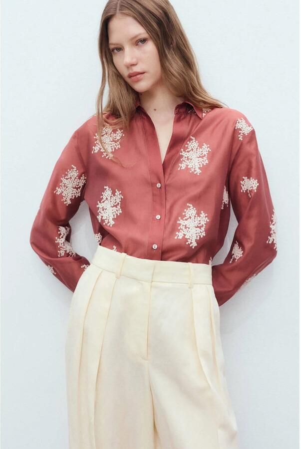 Mango blouse roodbruin