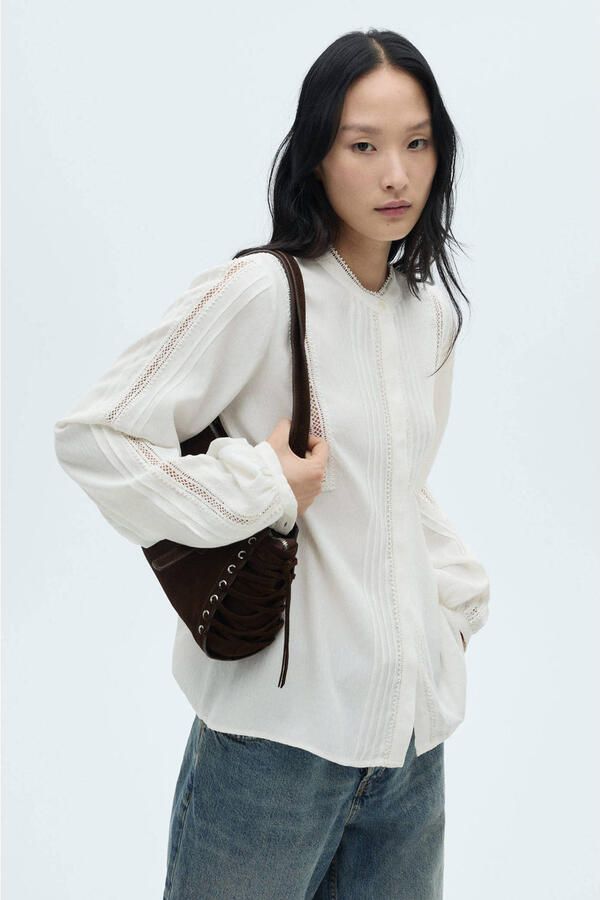 Mango blouse wit broderie - Foto 3
