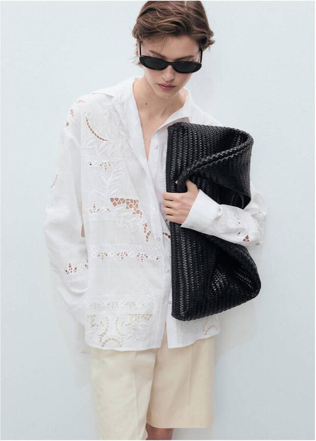 Mango blouse wit broderie - Foto 3