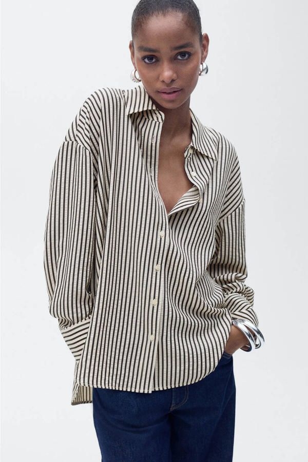 Mango blouse zwart ecru