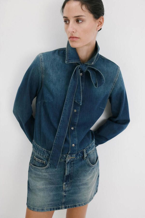 Mango blousejurk medium blue denim