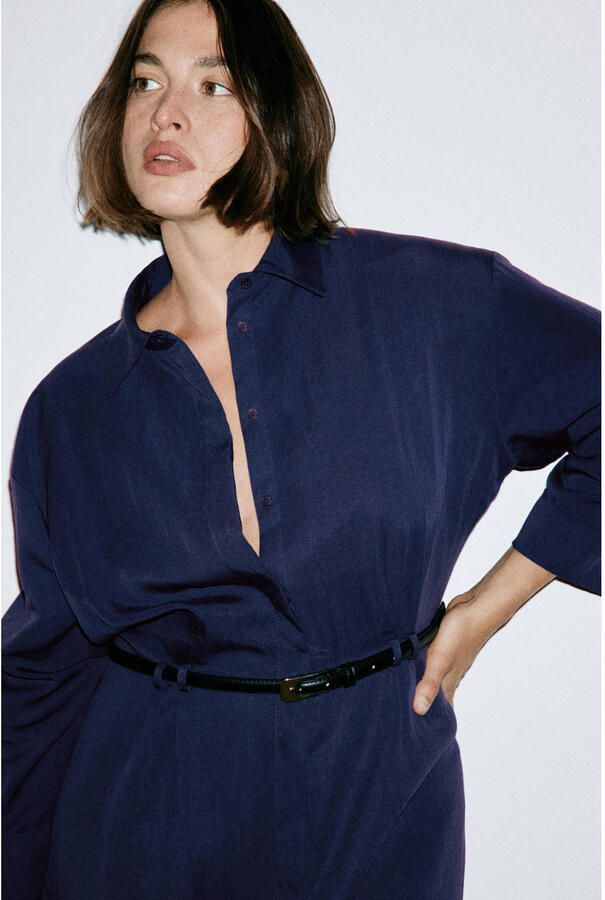 Mango blousejurk met ceintuur blauw