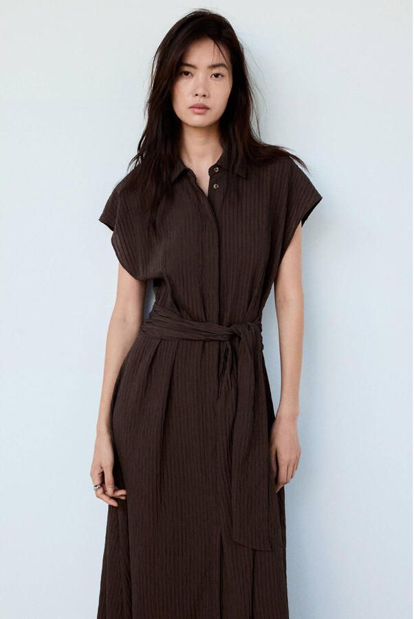 Mango blousejurk met ceintuur bruin